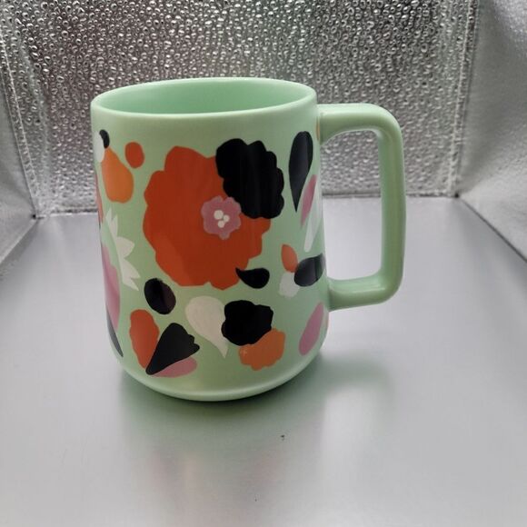 NWT! Starbucks Mug Flowers Design Mint Green 14oz Summer 2020 - Picture 2 of 3